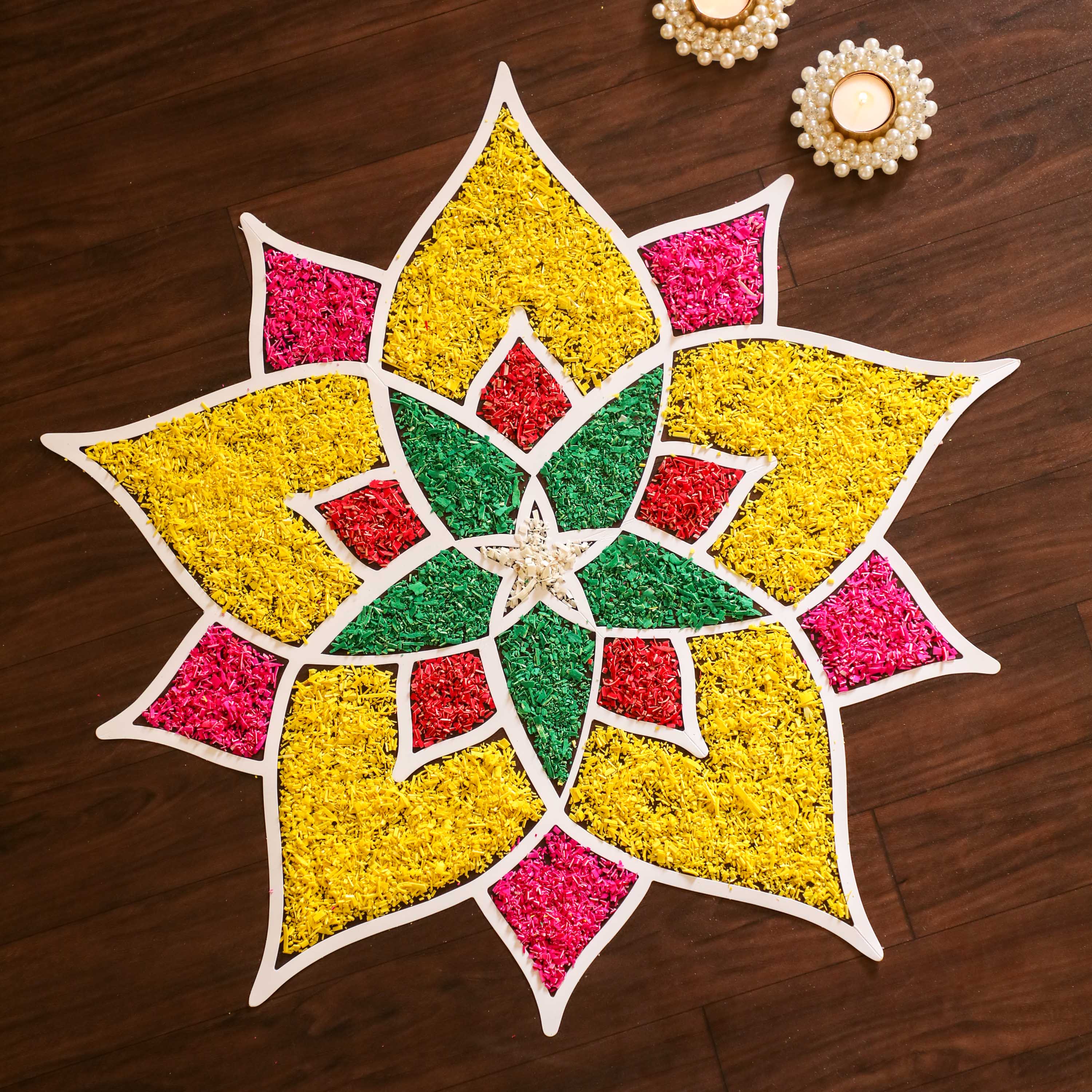 Colorful Floor Rangoli for Home Entrance Decor